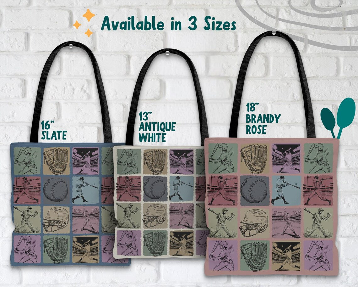 Baseball Lover Tote Bag – Sports Enthusiast Gift – Over the Shoulder Player Everyday Bag for Fans