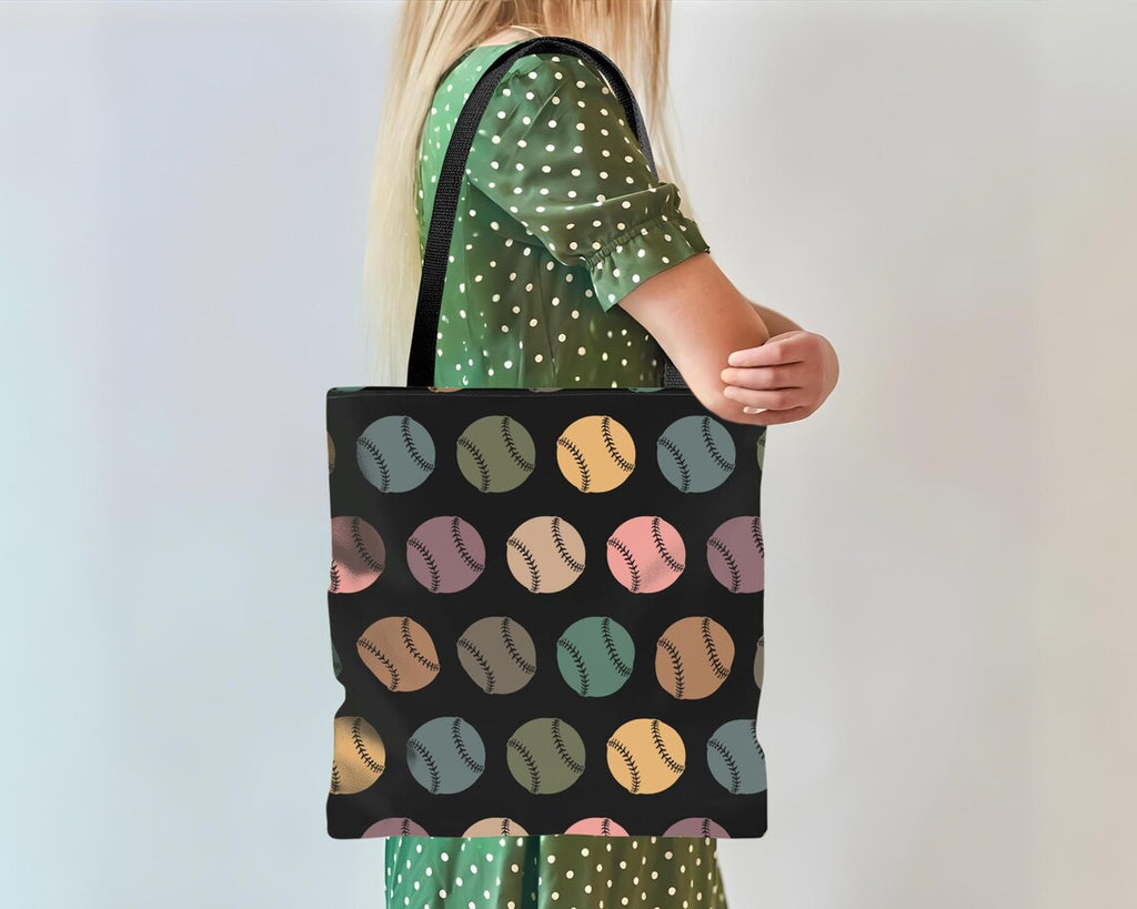 Retro Baseball Lover Tote Bag – Sports Enthusiast Gift – Over the Shoulder Player Everyday Bag for Fans