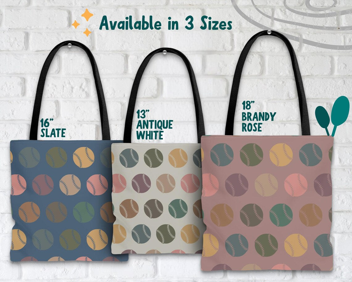 Retro Baseball Lover Tote Bag – Sports Enthusiast Gift – Over the Shoulder Player Everyday Bag for Fans