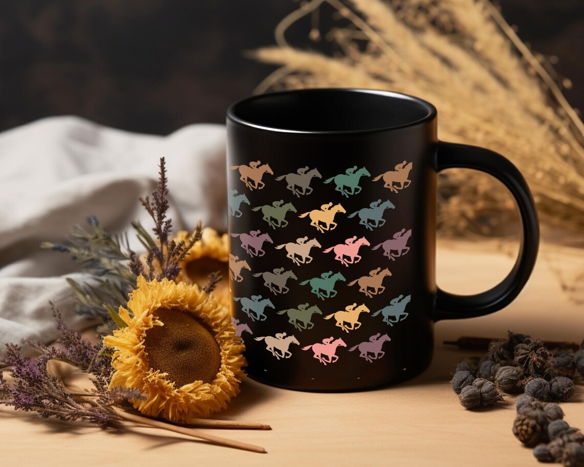 Horse Racing Mug – Racing Enthusiast Coffee Cup – Equestrian Gift Idea – Horse Lovers Ceramic Mug