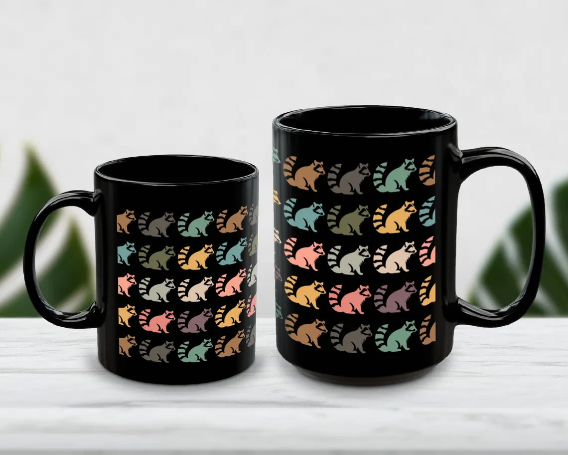 Retro Raccoon Lover Mug – Cute Raccoon Coffee Cup – Animal Enthusiast Gift Idea – Perfect for Wildlife Fans
