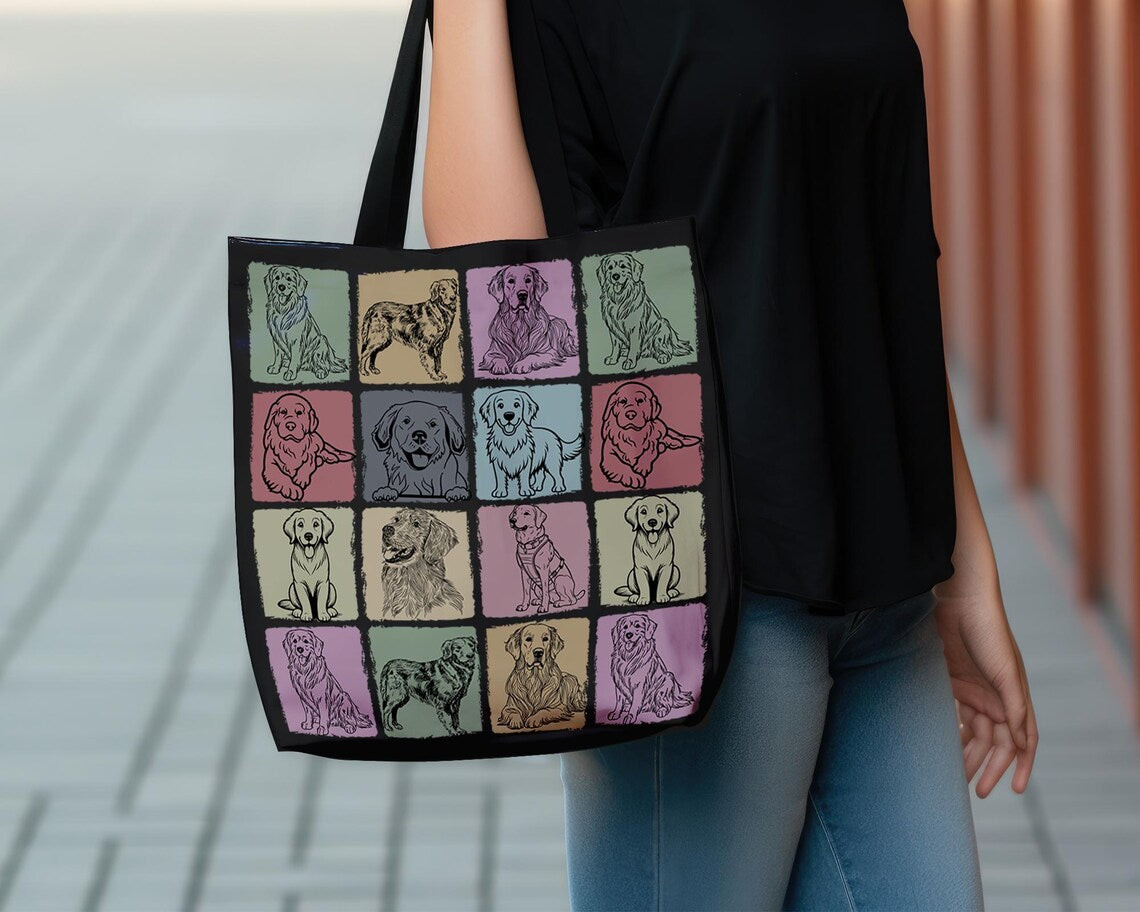 Golden Retriever Tote Bag | Retro Dog Lover Gift | Vintage Pet Design Shopper | Cute Dog Breed Carryall