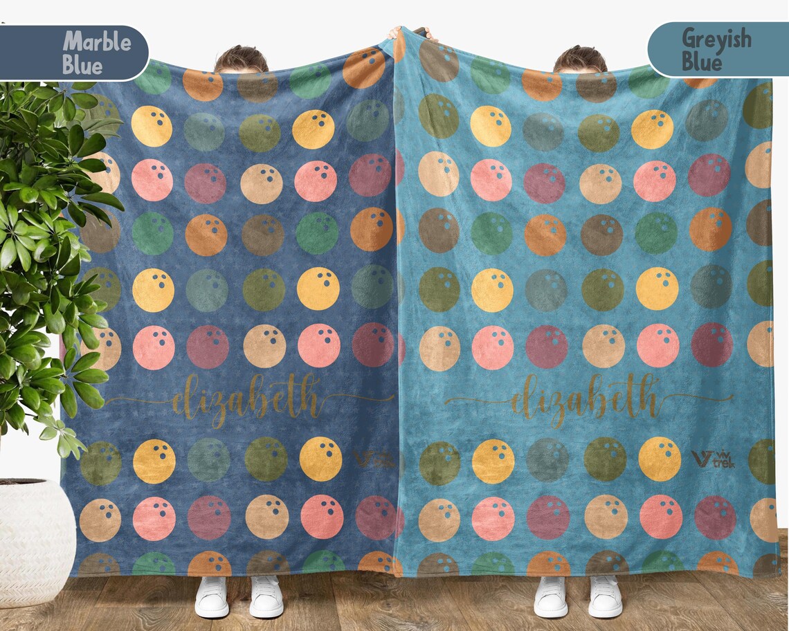 Custom Name Bowling Blanket | Personalized Throw Gift for Bowling Lovers | Player Fleece | Custom Sports Decor