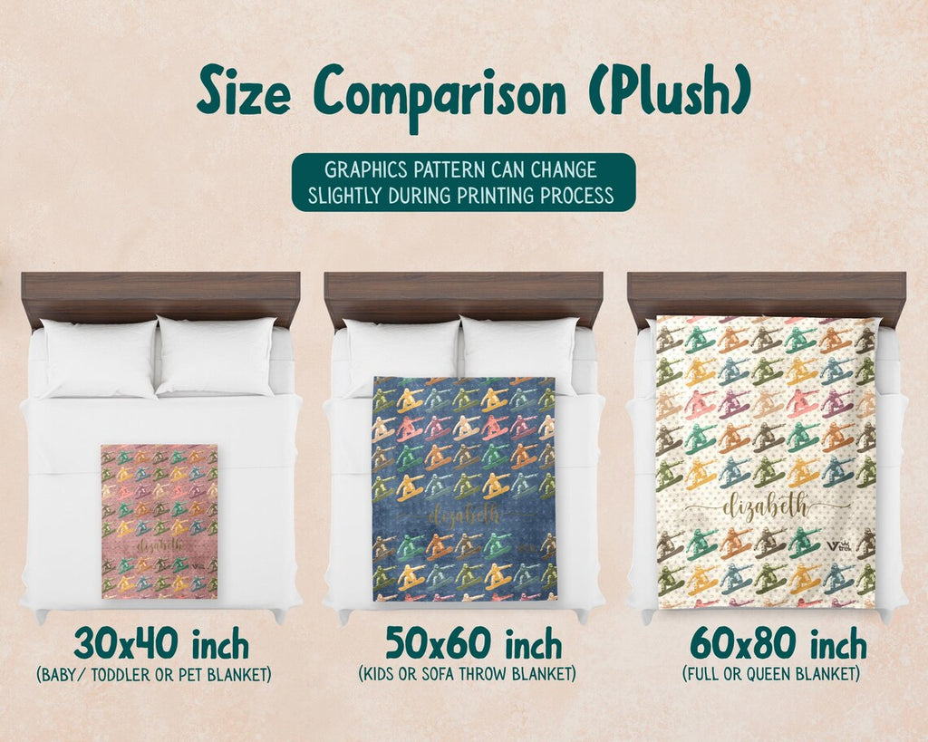 Custom Snowboarding Blanket Retro Personalized Name Winter Sports Throw - Snowboard Lover Gift Cozy Ski Lodge Decor
