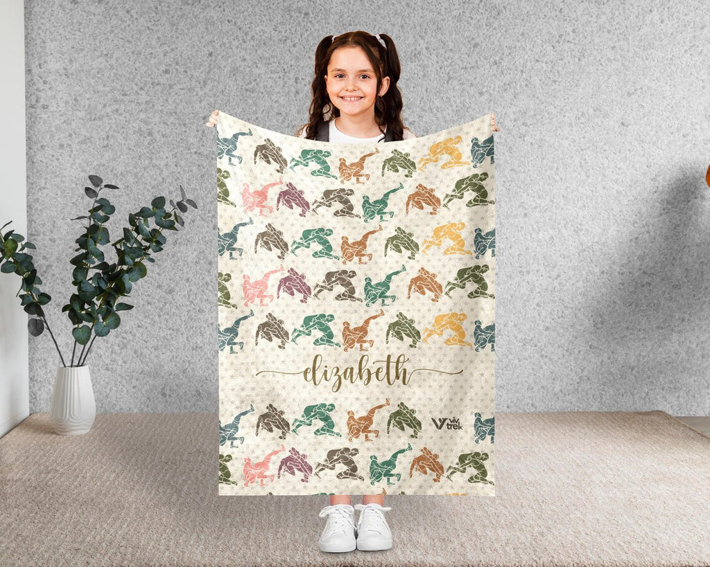 Custom Wrestling Blanket Retro Personalized Wrestler Name Gift - Cozy Throw Blanket - Wrestling Team Decor Wrestler Fan