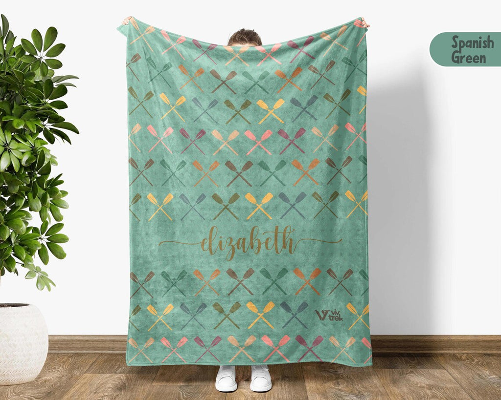 Personalized Rowing Blanket, Retro Custom Name Throw for Rowing Lovers, Cozy Sporty Home Decor, Unique Gift for Rowers & Water Sports Fans