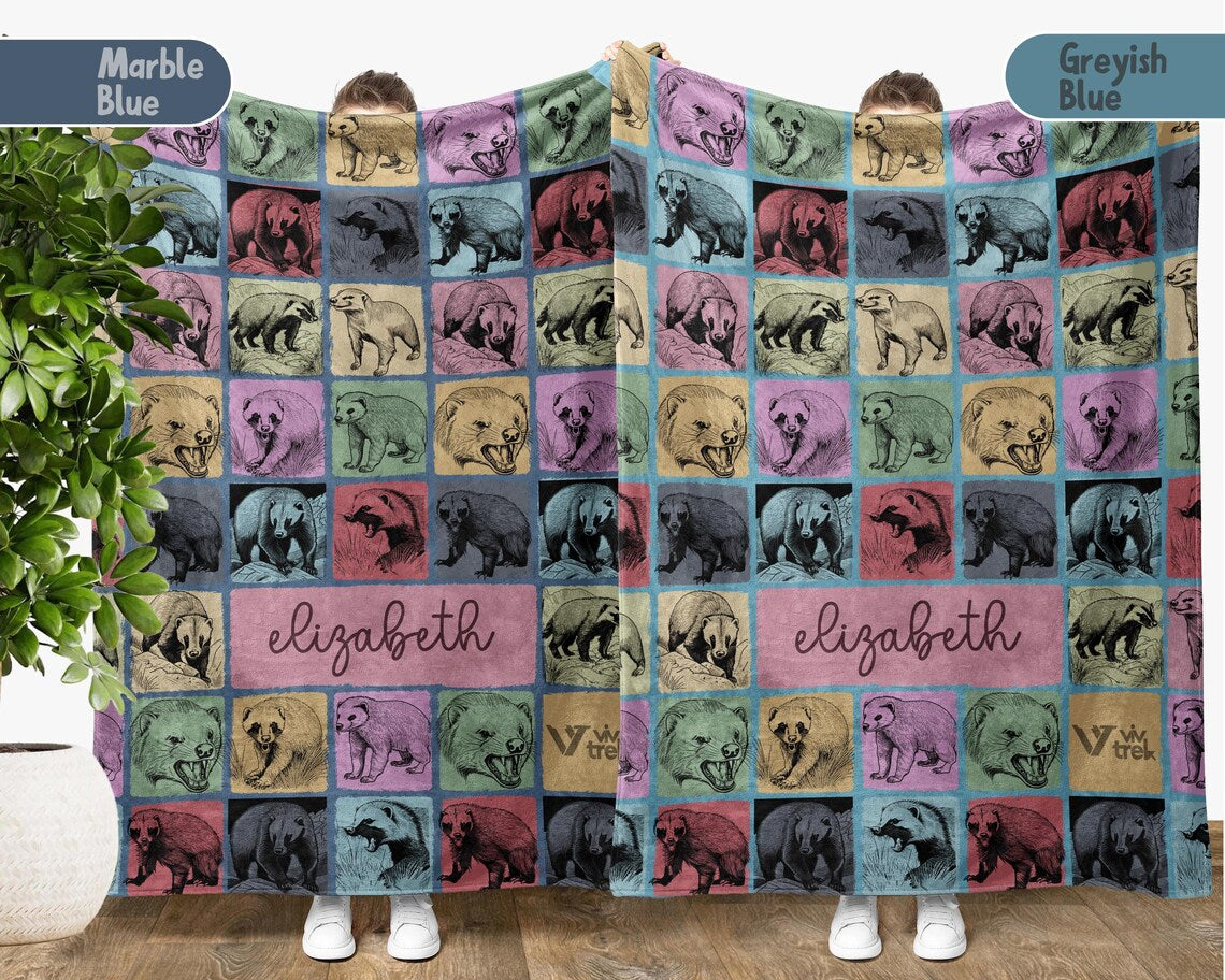 Personalized Otter Gift Blanket with Custom Name | Vintage Sea Life Lover Throw | Cozy Graphic Blankets