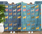 Personalized Custom Name Pug Dog Blanket | Vintage Retro Throw | Cozy Unique Pet Lover Gift for Home