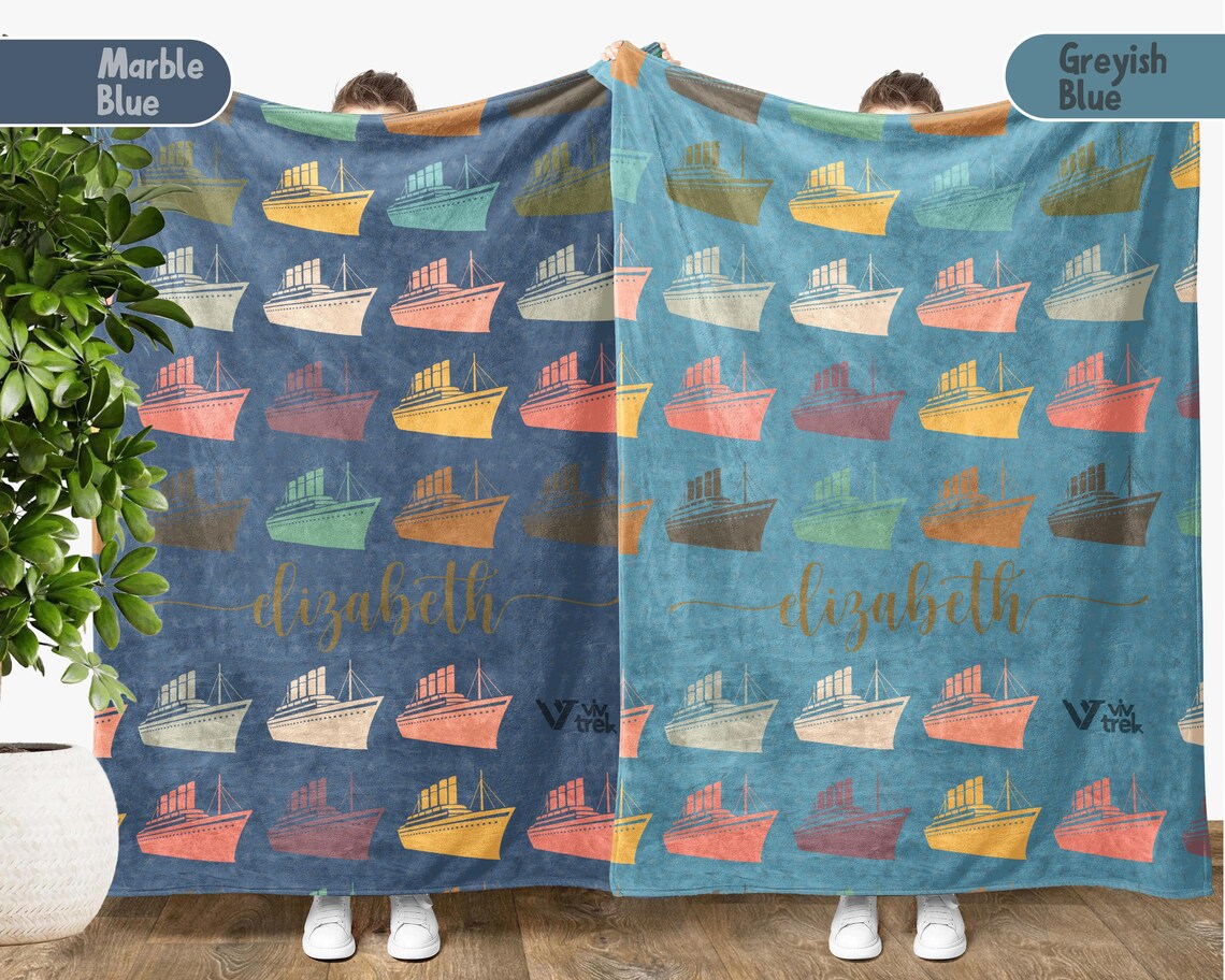 Custom Name Titanic Blanket - Personalized Vintage Throw Blanket Gift - Retro Graphic Ship Lover Custom Blankets