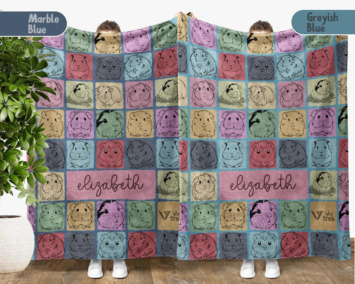 Custom Name Guinea Pig Blanket – Personalized Pet Lover Throw Under $50, Cozy Retro Gift for Animal Fans 🐹🧣