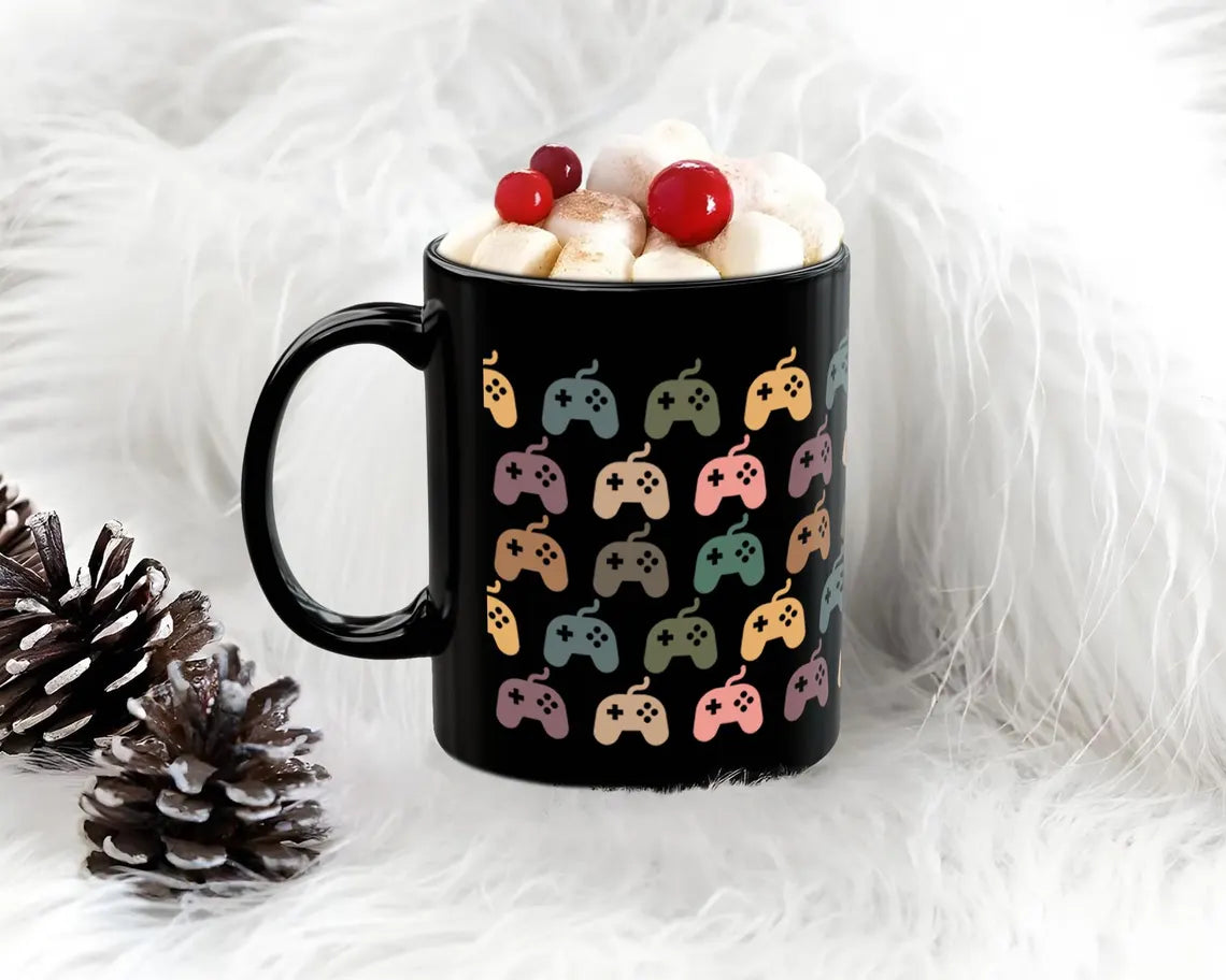 Vintage Video Gaming Mug Controller Coffee Cup | Retro Gamer Gift Idea | Ceramic Gaming Lover Drinkware Present for Him Her