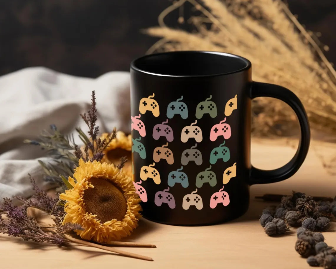 Vintage Video Gaming Mug Controller Coffee Cup | Retro Gamer Gift Idea | Ceramic Gaming Lover Drinkware Present for Him Her