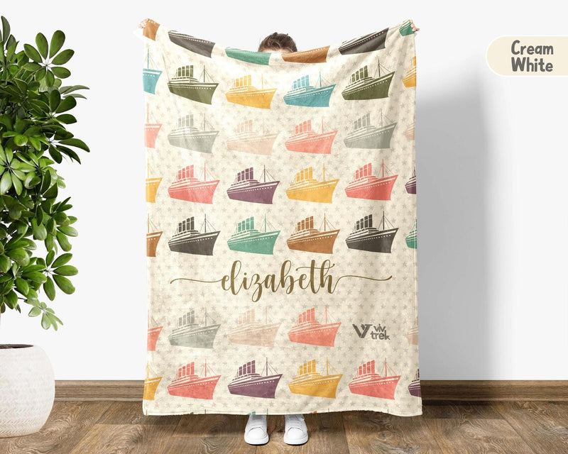 Custom Name Titanic Blanket - Personalized Vintage Throw Blanket Gift - Retro Graphic Ship Lover Custom Blankets
