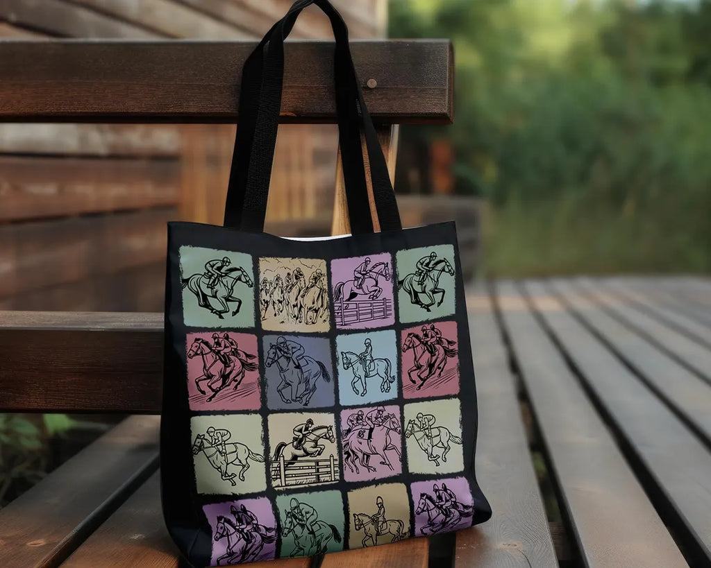 Horse Racing Enthusiast Tote Bag – Equestrian Lover's Thoroughbred Racing Fan Gift – Stylish Race Day Accessory