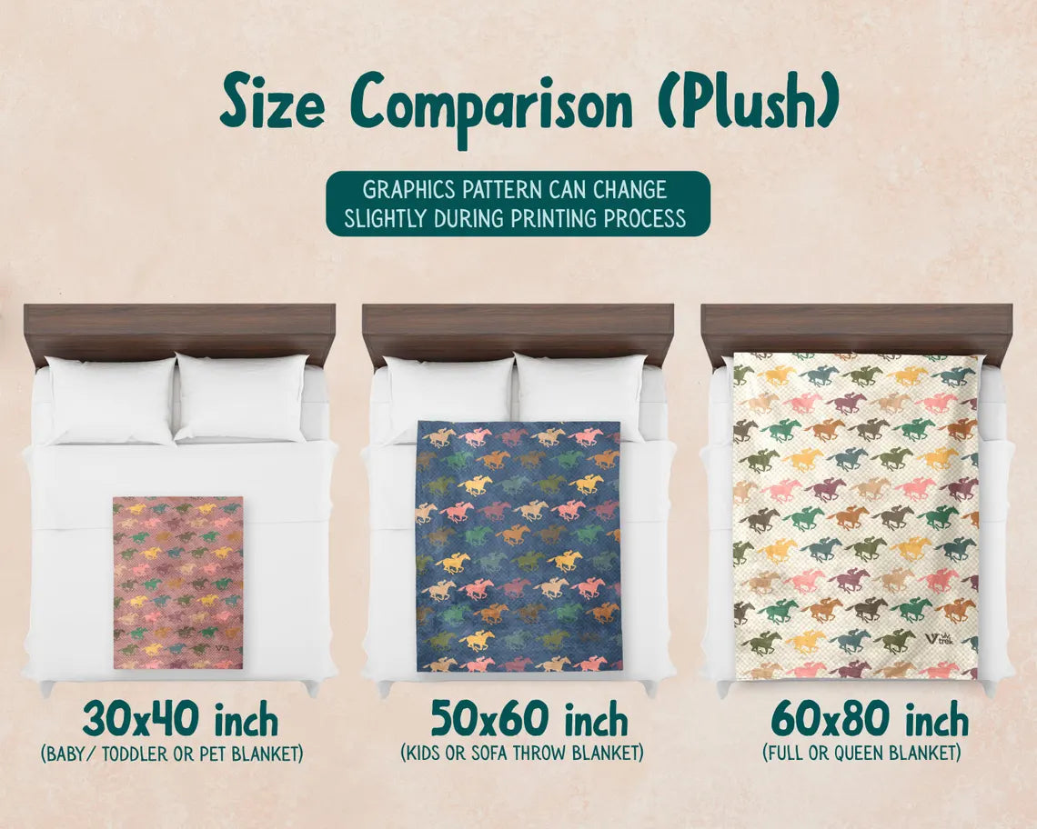 Retro Horse Racing Blanket, Cozy Equestrian Lover Throw, Race Day Gift for Jockeys & Fans, Vintage Horse Decor Blanket