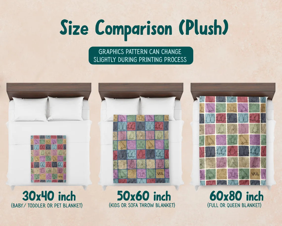 Penguin Blanket Gift Vintage Penguin Throw Blanket - Ocean Sea Animal Kawaii Gift for Penguin Lovers Vintage Graphic Blankets