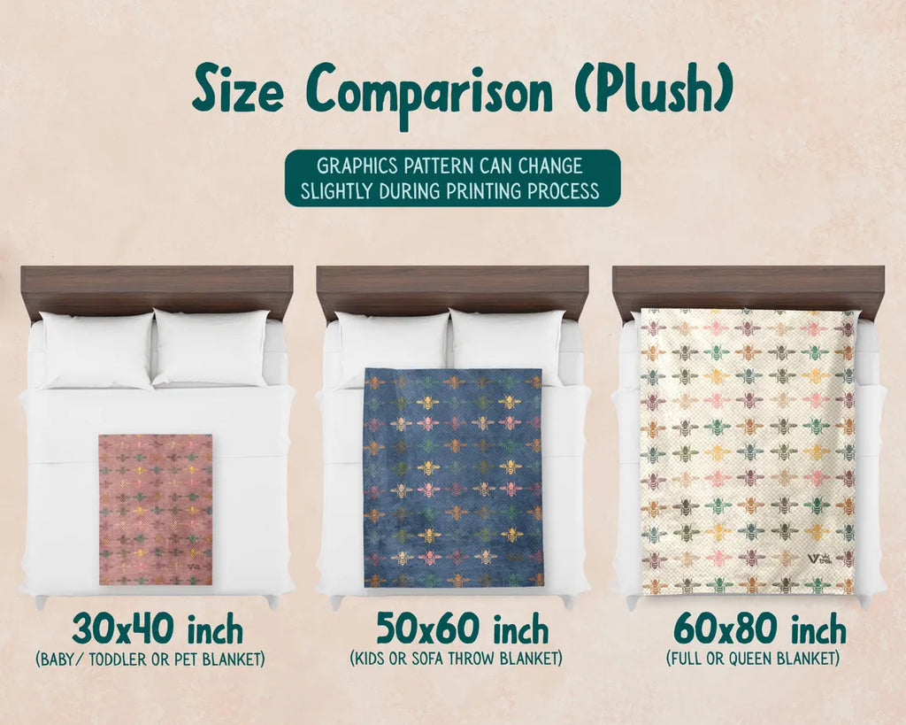 Bee Gift Blanket | Vintage Bee Lover Throw | Retro Fleece Blanket | Cozy Bee Graphic Present | Unique Nature Lover Gift for Home