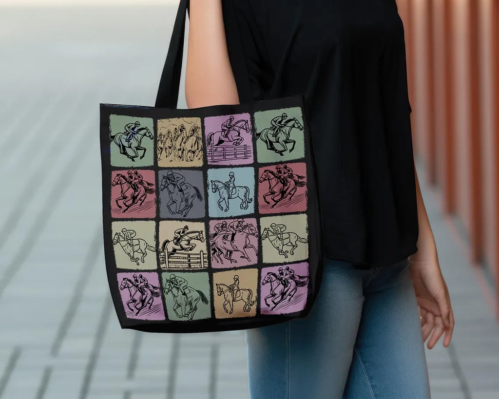Horse Racing Enthusiast Tote Bag – Equestrian Lover's Thoroughbred Racing Fan Gift – Stylish Race Day Accessory