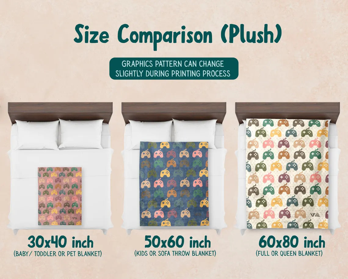 Retro Video Gaming Gift Blanket - Vintage Gamer Lover Throw - Cozy Fleece Video Game Graphic Blankets Unique Decor