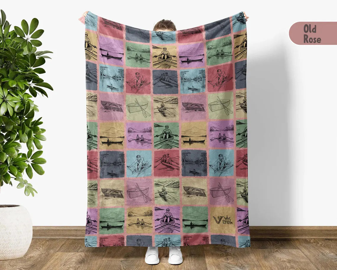Rowing Lover Blanket Gift, Cozy Throw for Rowers, Crew Team Decor, Unique Kayaking & Boating Enthusiast Blanket, Water Sports Gift