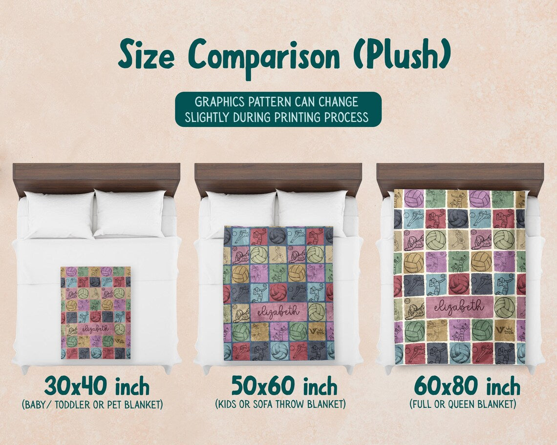 Custom Volleyball Lover Blanket Gift, Personalized Name Vintage Volleyball Throw, Cozy Sports Blanket, Unique Volleyball Gift Idea