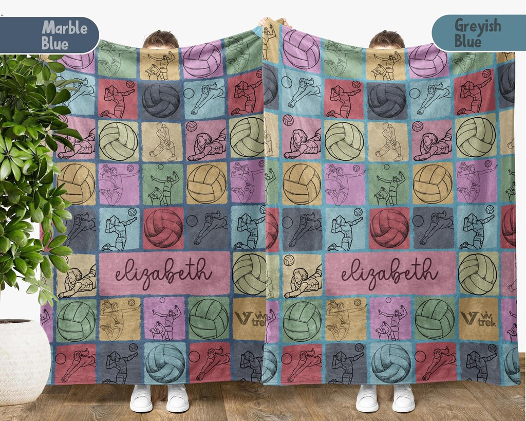 Custom Volleyball Lover Blanket Gift, Personalized Name Vintage Volleyball Throw, Cozy Sports Blanket, Unique Volleyball Gift Idea