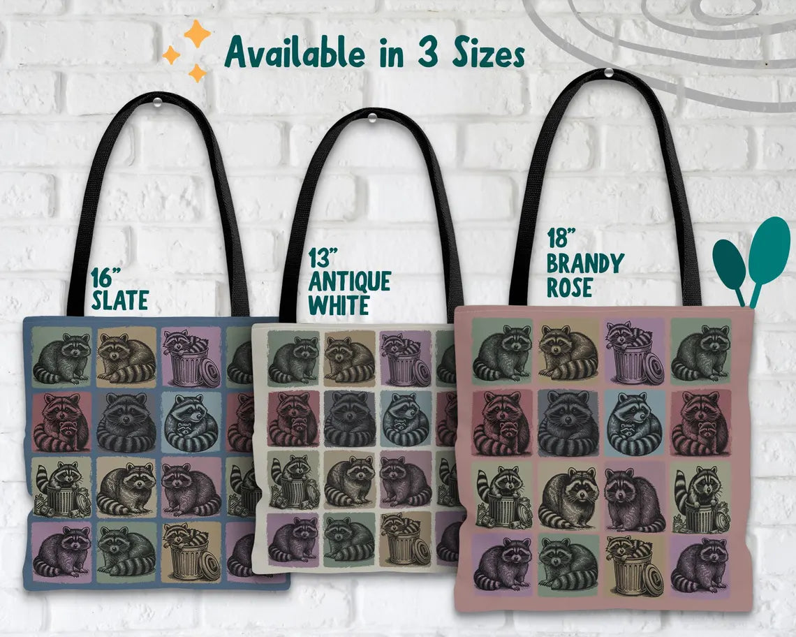 Vintage Raccoon Tote Bag for Animal Lovers – Cute Retro Trash Panda Gift – Wildlife Lover Reusable Bag
