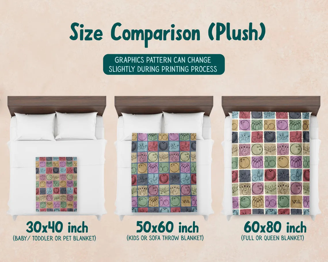 Vintage Bowling Gift Blanket | Retro Lover Throw | Cozy Sports Fleece | Unique Game Night Home Decor