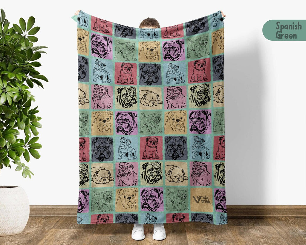 Vintage English Bulldog Throw Blanket Gift | Easily Distracted By Bulldog | Animal Lover Cozy Blankets | Graphic Throw