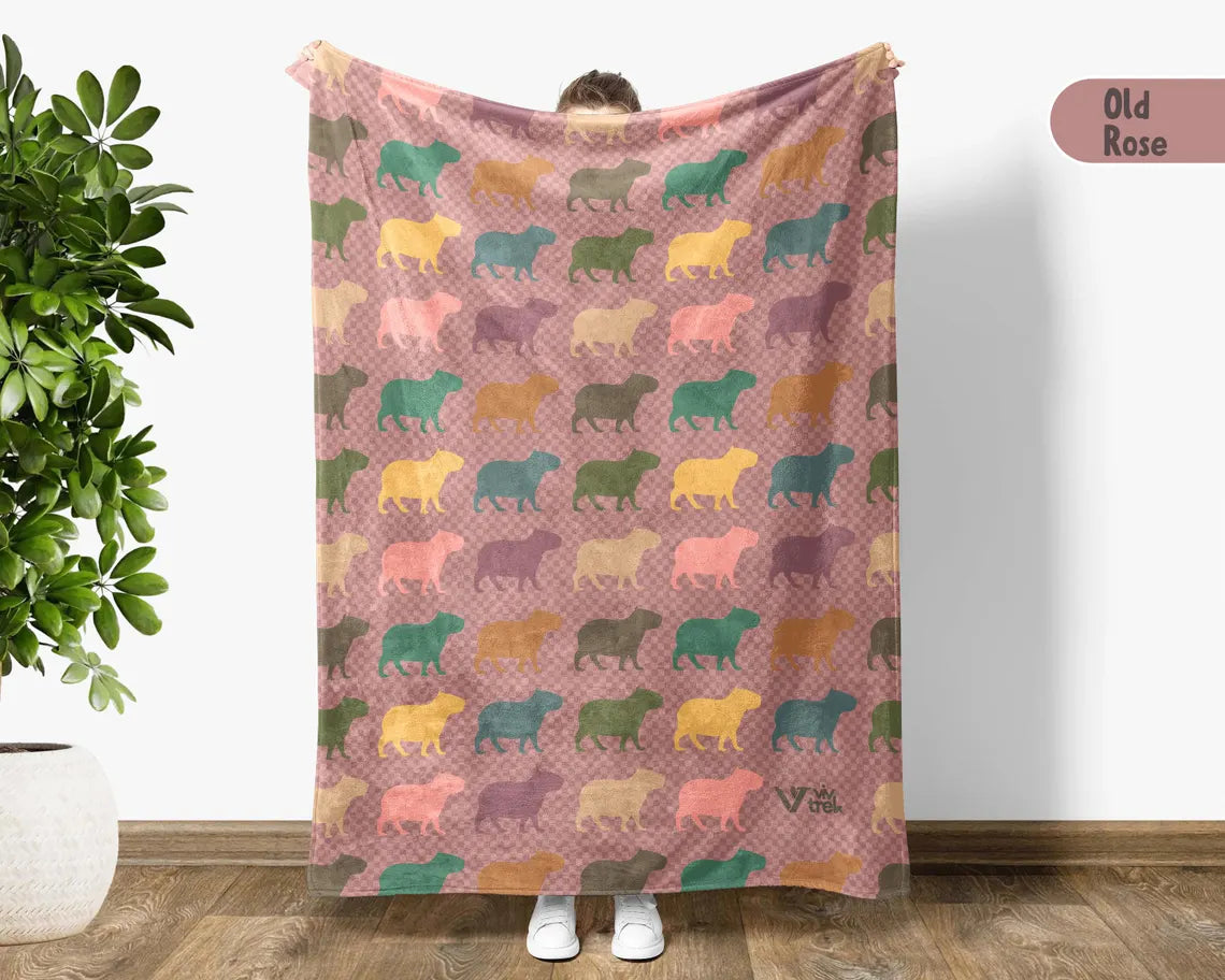 Capybara Lover Blanket, Cute Capybara Throw, Capybara Owner Blanket Gift, Vintage Rodent Blanket, Cozy Capybara Blanket for Animal Fans