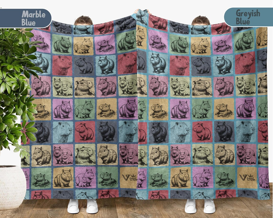Capybara Lover Blanket Gift, Vintage Capybara Throw, Cute Animal Blanket, Retro Rodent Blanket, Cozy Capybara Blanket for Fans & Owners