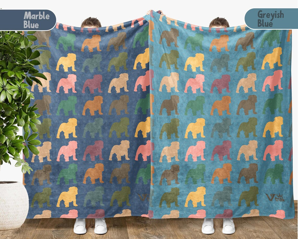 Bulldog Lover Blanket | Vintage English Bulldog Throw | Easily Distracted By Bulldog | Animal Lover Cozy Blankets | Retro Graphic Present