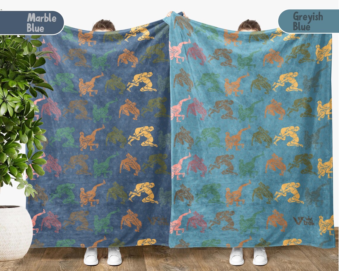 Retro Wrestling Gift Blanket Vintage Wrestler Lover Throw - Cozy Sports Blanket Unique Wrestling Decor Graphic Throw