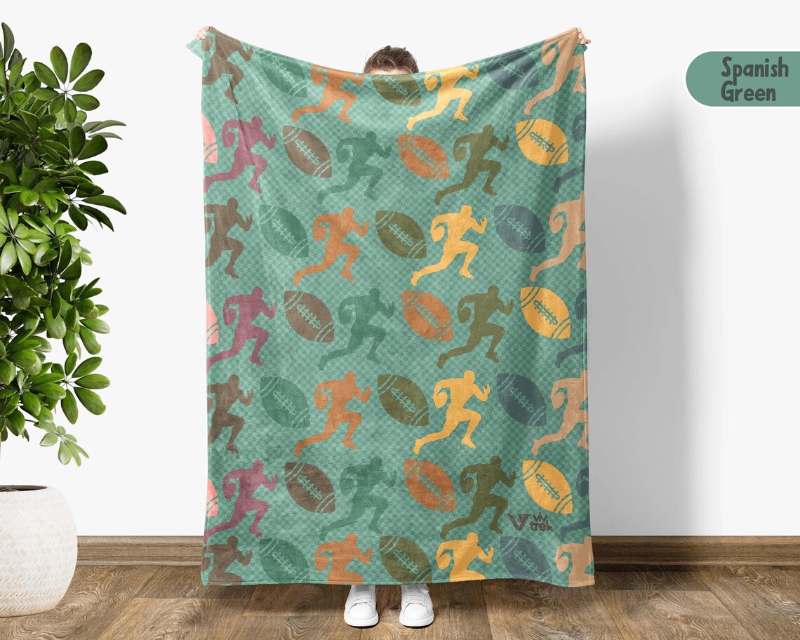 Retro Rugby Player Gift Blanket Vintage Rugby Lover Throw - Cozy Sports Fleece Unique Rugby Decor Graphic Rugby Gift