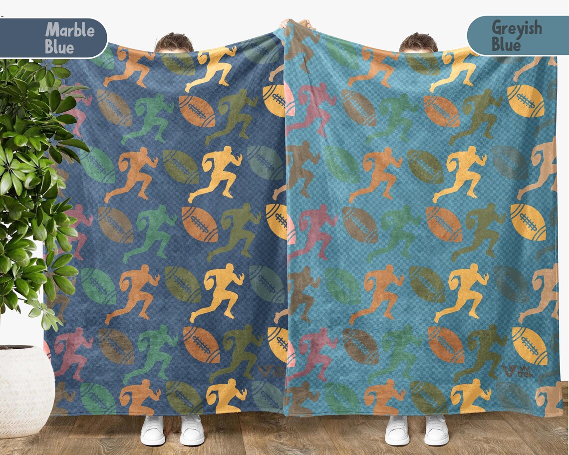 Retro Rugby Player Gift Blanket Vintage Rugby Lover Throw - Cozy Sports Fleece Unique Rugby Decor Graphic Rugby Gift