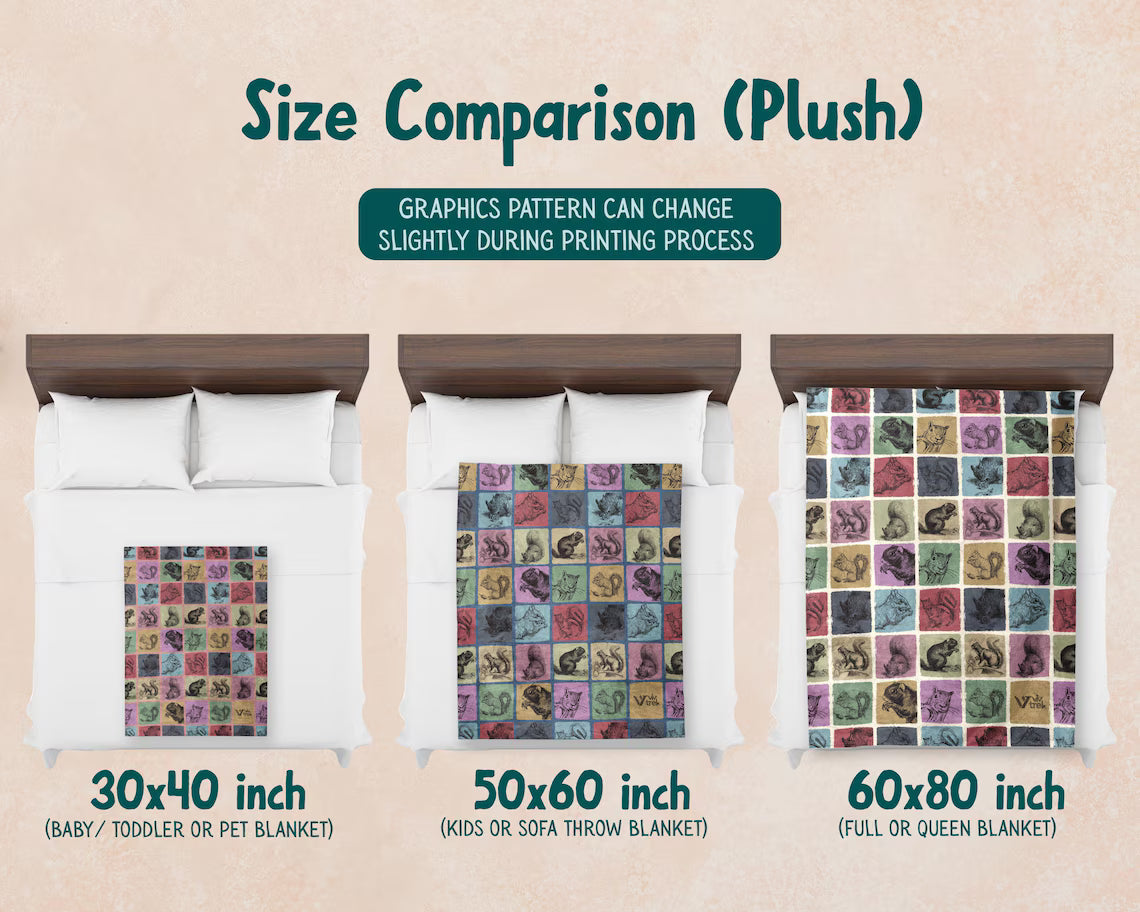 Squirrel Blanket Gift for Nature Lovers, Funny Vintage Chipmunk Throw, Cozy Retro Squirrel Blankets, Cute Animal Lover Christmas Gift