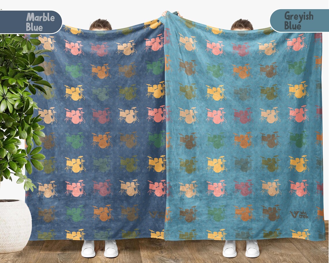 Drummer Gift Blanket Vintage Retro Drum Lover Throw - Cozy Musician Fleece Blanket Drummer Graphic Home Decor