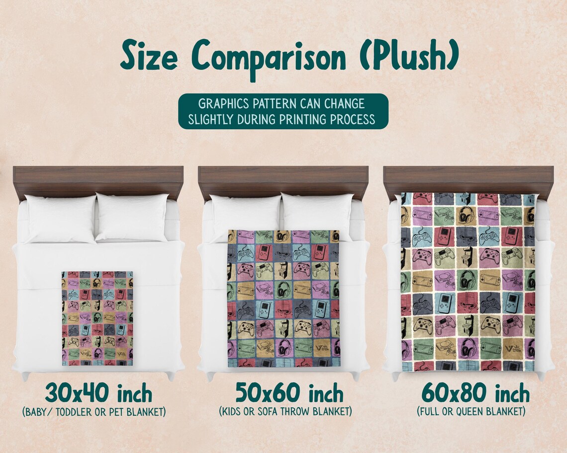 Vintage Video Gaming Gift Blanket - Retro Gamer Lover Throw - Cozy Fleece Video Game Graphic Blankets Unique Decor