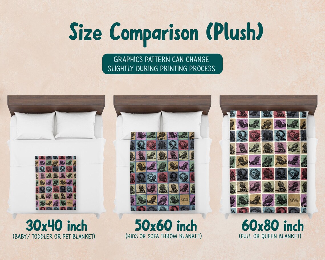 Bearded Dragon Gift Blanket | Vintage Bearded Dragon Lover Throw | Retro Animal Fleece Blankets | Cozy Bearded Dragon Graphic for Home