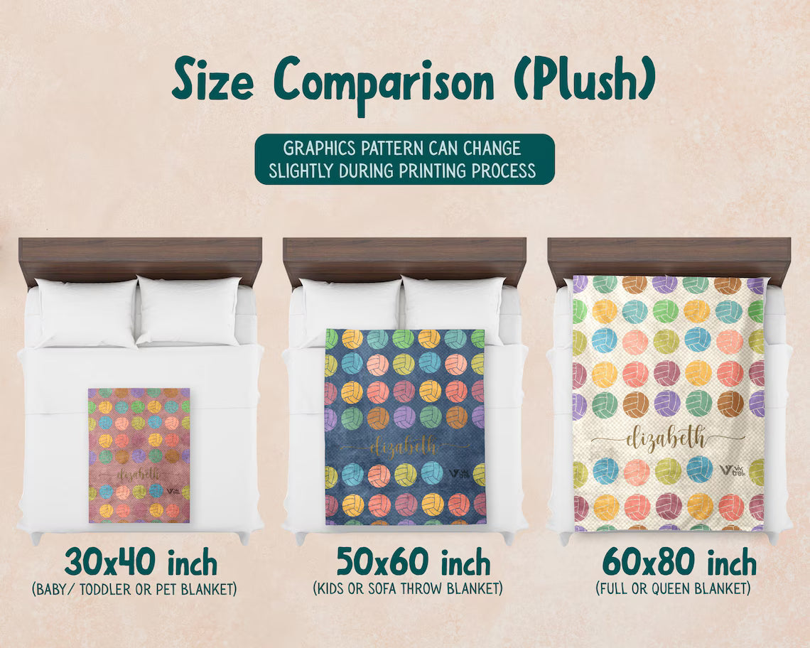 Custom Volleyball Lover Blanket Gift, Personalized Name Vintage Volleyball Throw, Cozy Sports Blanket, Unique Volleyball Gift for Teens & Adults