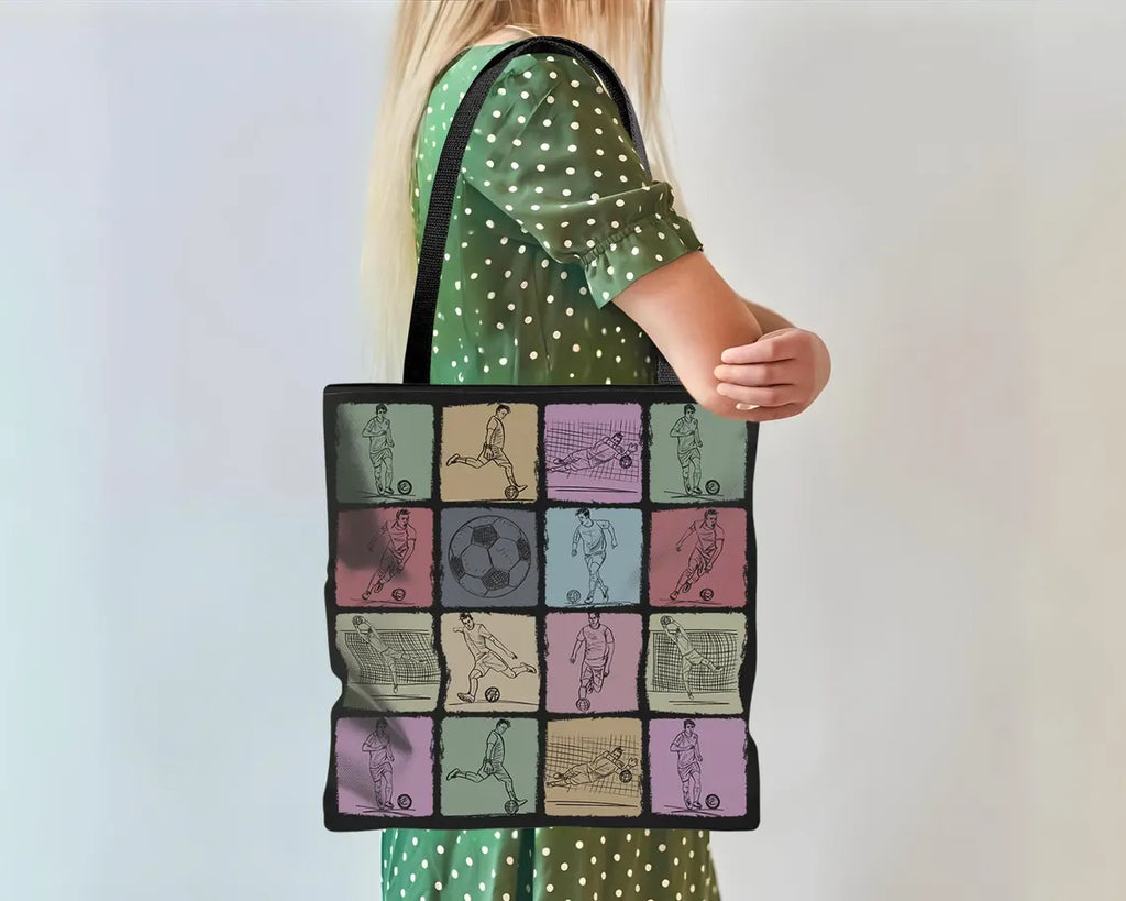 Vintage Soccer Tote Bag for Players Fans – Retro Football Lover Gift Tote – Reusable Sports Bag