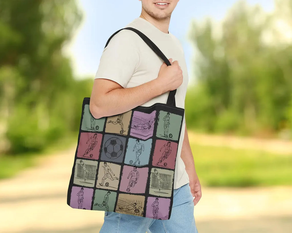 Vintage Soccer Tote Bag for Players Fans – Retro Football Lover Gift Tote – Reusable Sports Bag