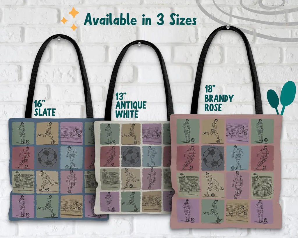 Vintage Soccer Tote Bag for Players Fans – Retro Football Lover Gift Tote – Reusable Sports Bag