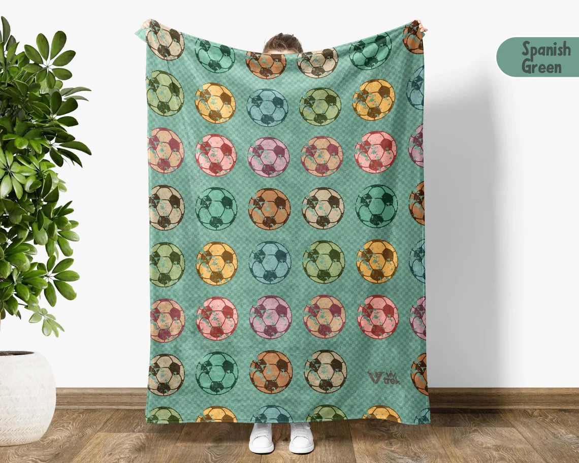 Soccer Blanket Gift, Cozy Vintage Soccer Throw, Retro Sports Blankets for Fans, Funny Soccer Decor, Unique Christmas Gift for Him Her