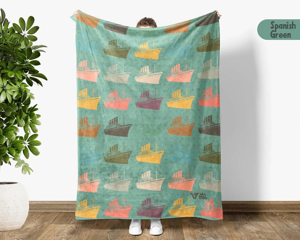 Titanic Blankets Vintage Throw Gift - Easily Distracted By Titanic Blanket - Retro Graphic Ship Lover Throw