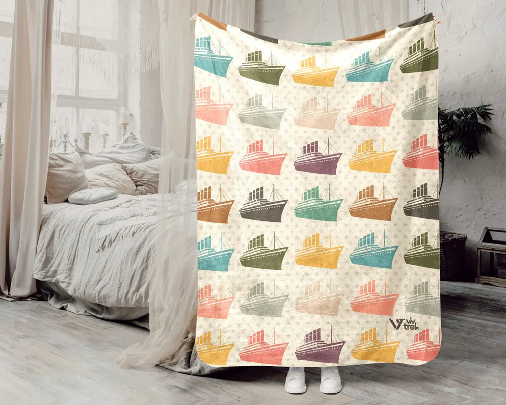 Titanic Blankets Vintage Throw Gift - Easily Distracted By Titanic Blanket - Retro Graphic Ship Lover Throw