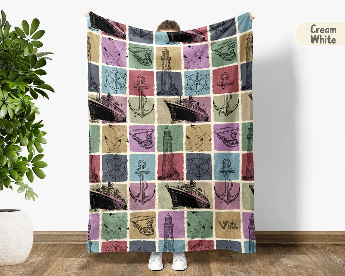 Vintage Titanic Blankets Throw Gift - Easily Distracted By Titanic Blanket - Ship Lover Gift Cozy Graphic Throw