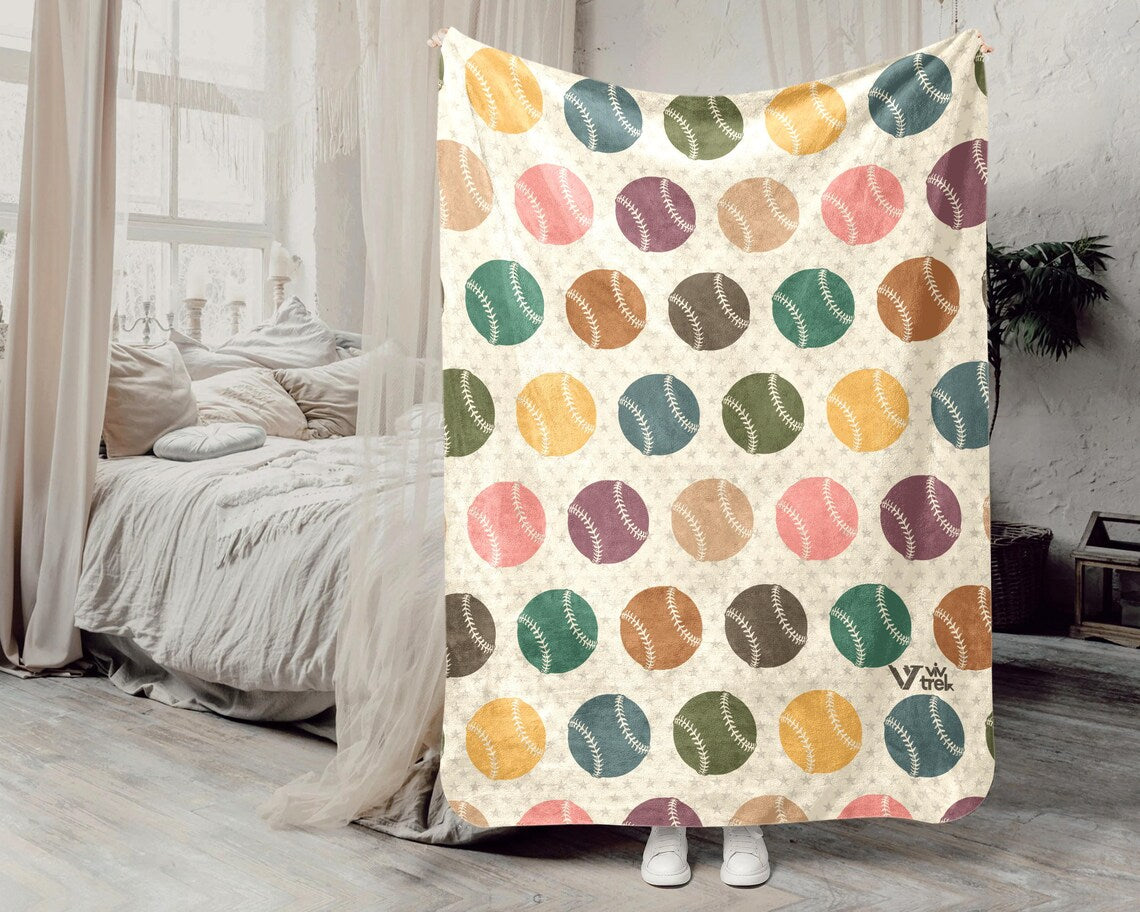 Retro Baseball Lover Blanket Gift, Cozy Sports Throw for Fans, Unique Baseball Decor, Soft Fleece Blanket, Best Christmas Gift for Him Her