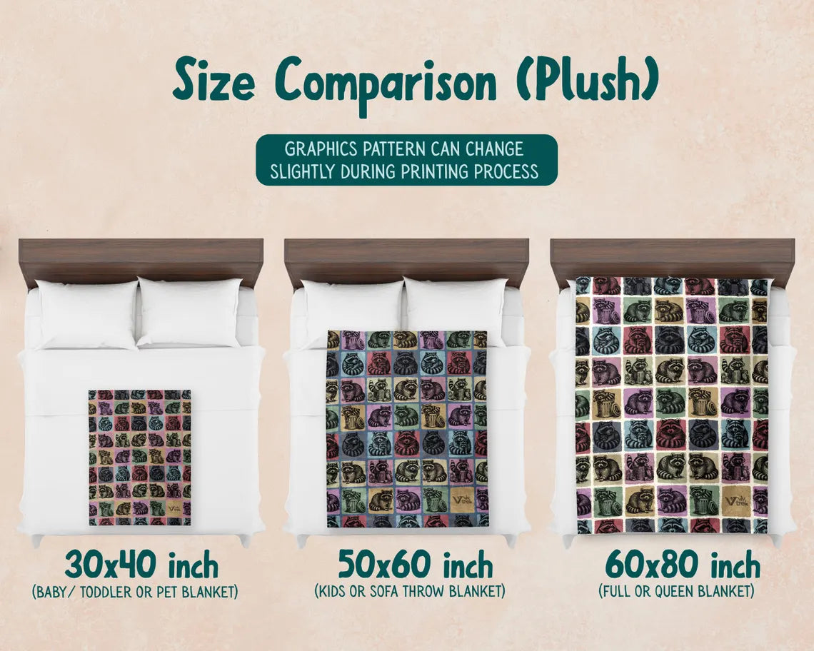 Vintage Raccoon Gift Blanket, Retro Raccoon Lover Throw, Easily Distracted by Raccoon Blankets, Funny Trash Panda Gift, Cozy Graphic Throw