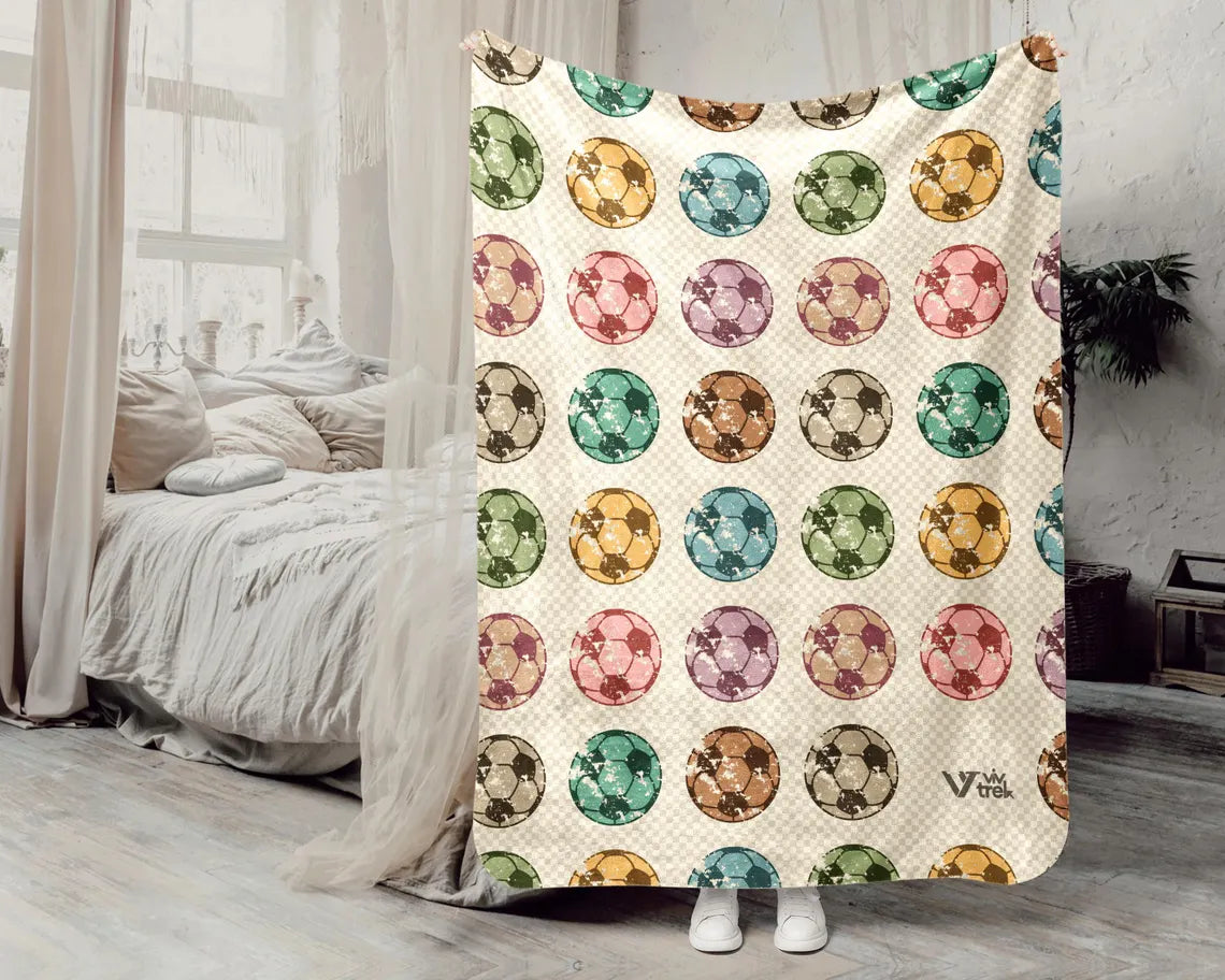 Soccer Blanket Gift, Cozy Vintage Soccer Throw, Retro Sports Blankets for Fans, Funny Soccer Decor, Unique Christmas Gift for Him Her